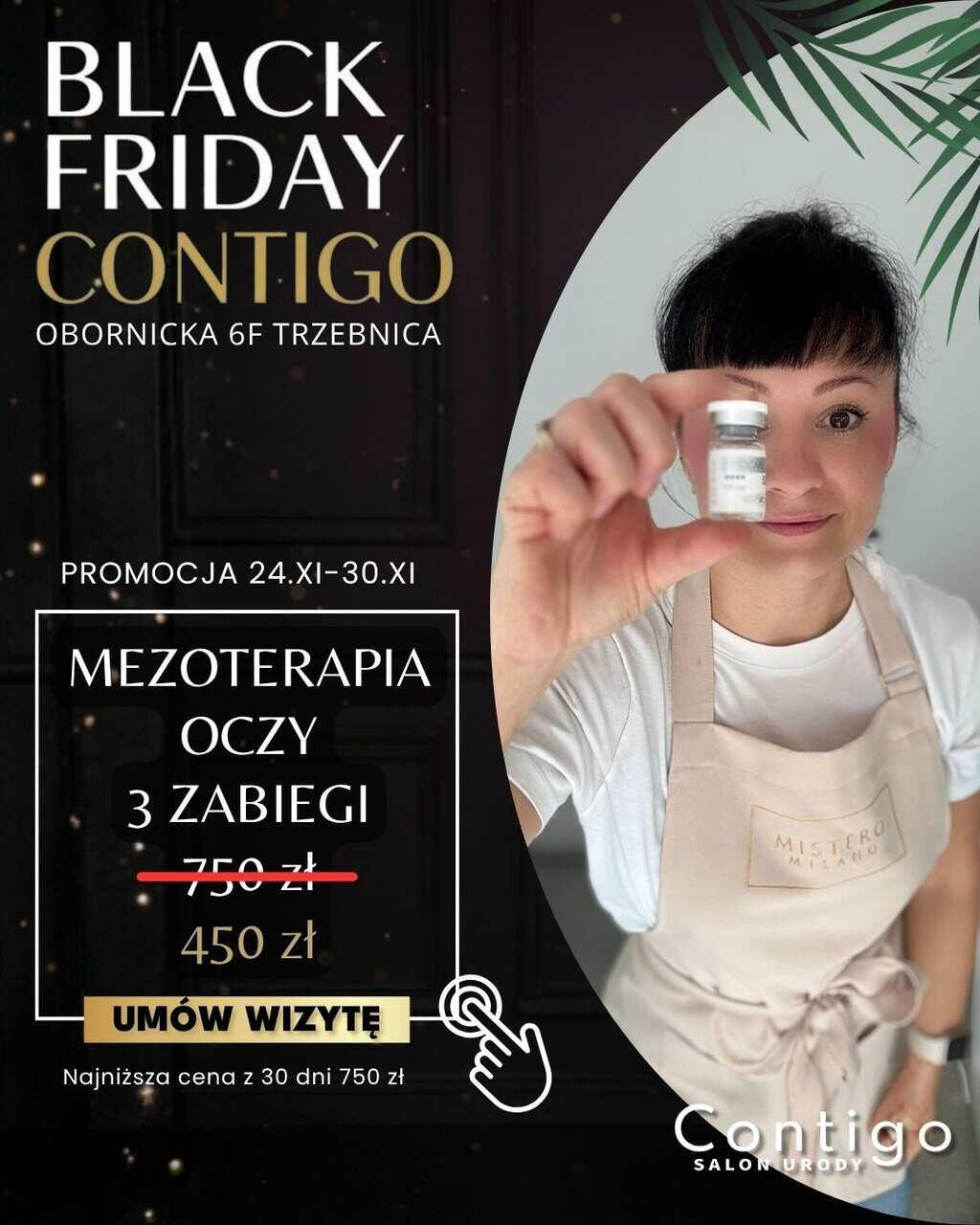 "Pakiet 3 zabiegów mezoterapii oczu, polecany w Contigo na zmarszczki, cienie i worki pod oczami, w promocyjnej cenie."